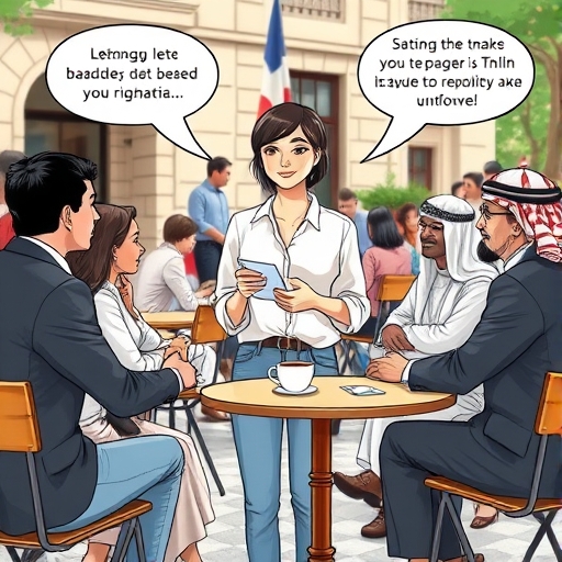 El traductor en el café internacional