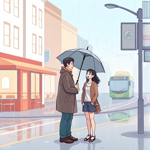 Shared Silence on a Rainy Street