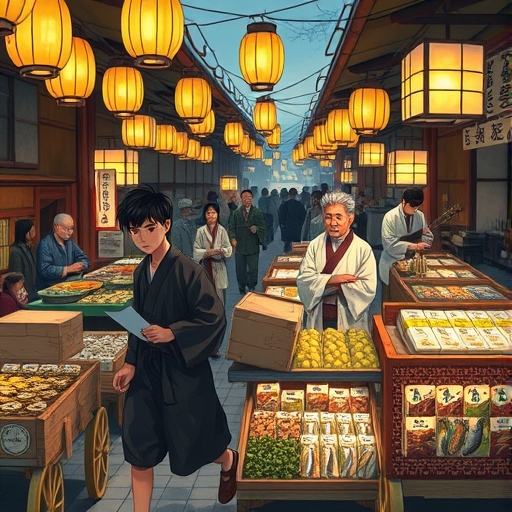 Beneath the Lanterns of Edo's Night Market