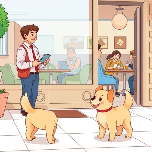 Benji the Dog at the Busy Café