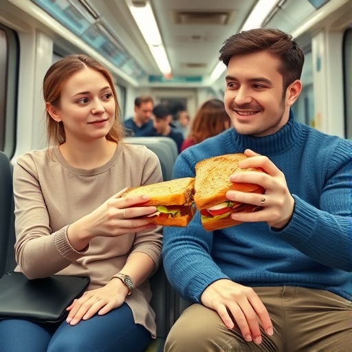 Shared Sandwich on the Subway