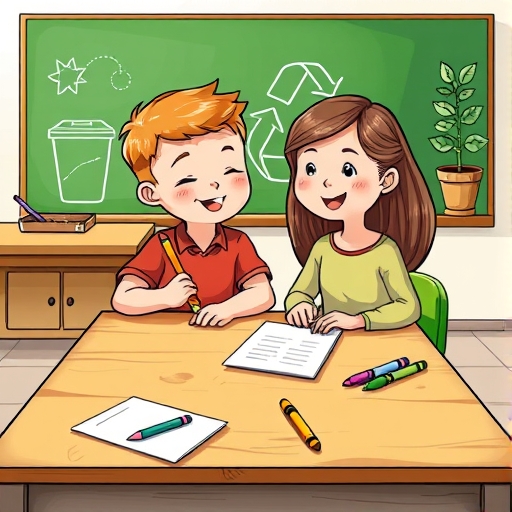 Mensaje entre dos niños por un proyecto escolar