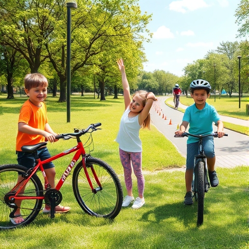 Carrera de bicicletas en el parque central