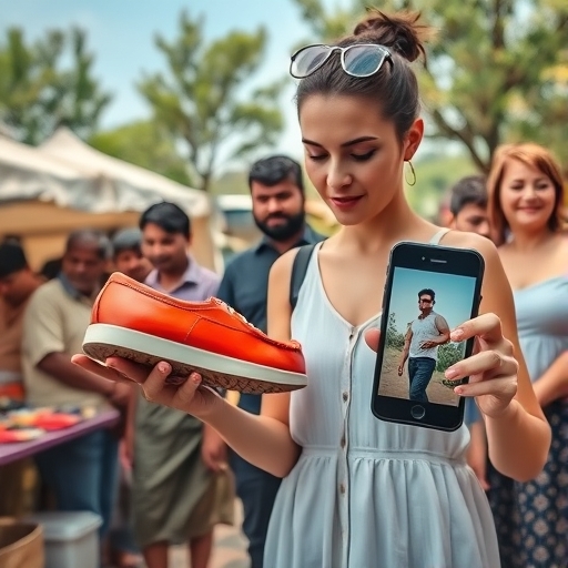 El zapato brillante en el mercado