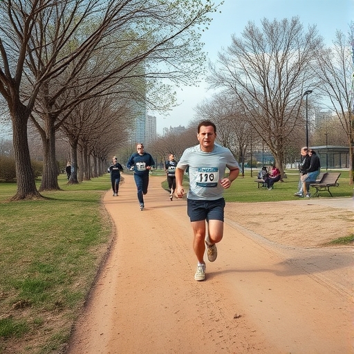 La carrera silenciosa en el parque de la ciudad
