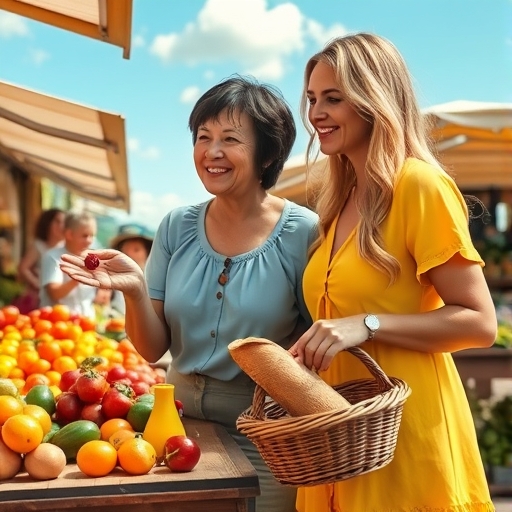 Conversación en el mercado sobre la felicidad