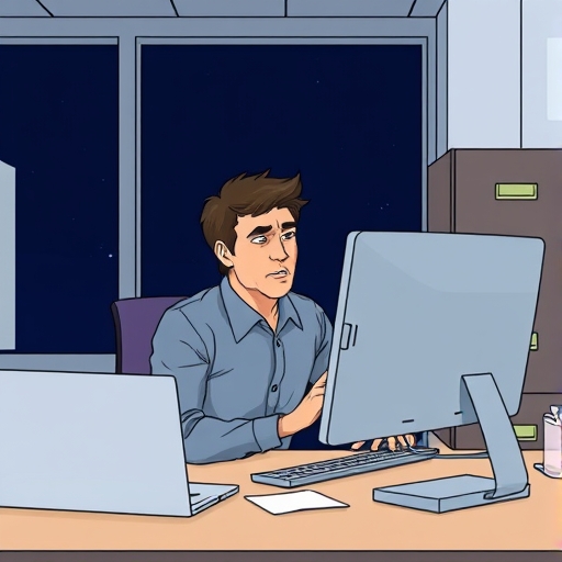 El silencio en la oficina nocturna