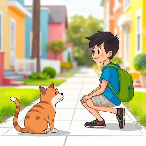 El gato y el nuevo amigo extranjero