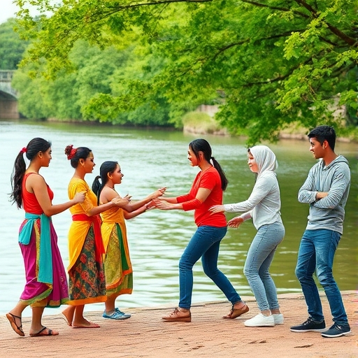 Duelo de sombras frente al río