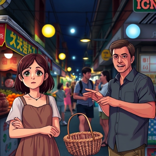 La sombra en el mercado nocturno