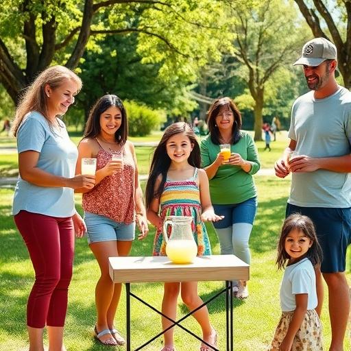 Venta de limonada en el parque