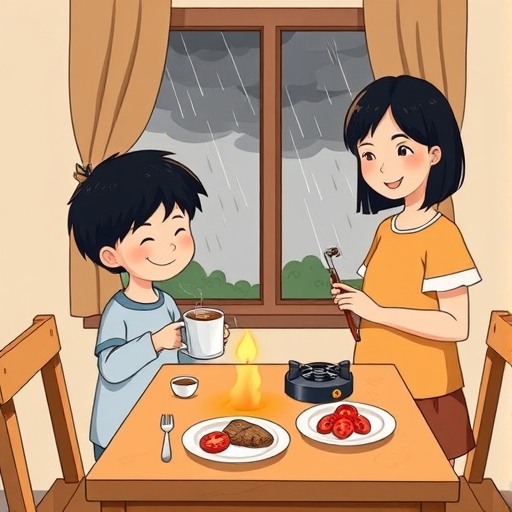 Un desayuno bajo la lluvia