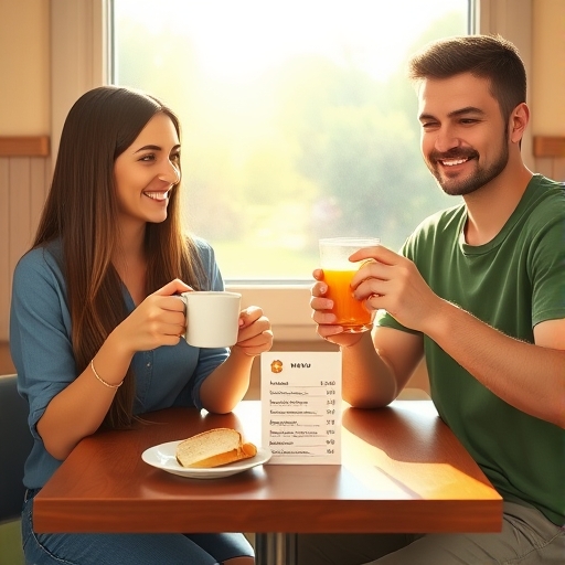 Elegir un desayuno en una cafetería