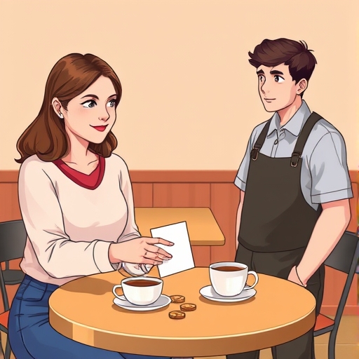 La nota en la mesa del café