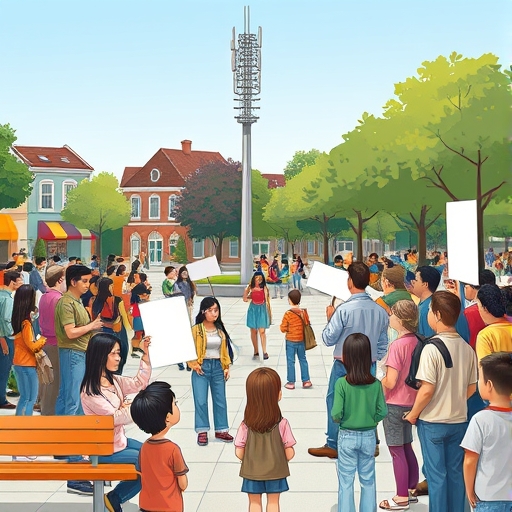 Voceros en la plaza del barrio