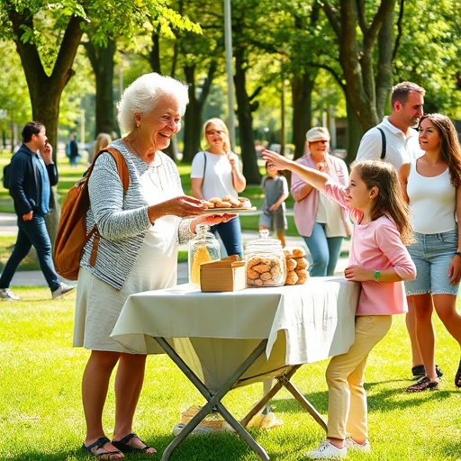La venta de galletas en el parque
