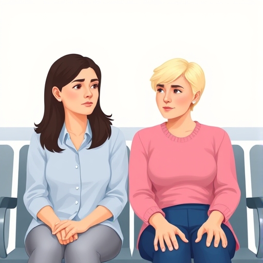 Amigos en la sala de espera