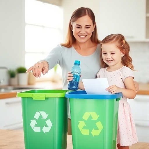 La madre y su hija reciclan en casa