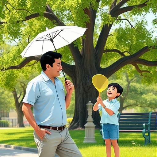 城市公园里的时间旅行者