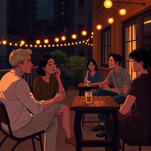 Sombras entre copas en la terraza urbana