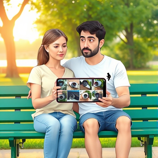 Miradas en la pantalla del parque