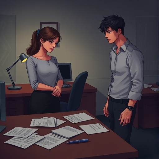 Confesión en la oficina a medianoche