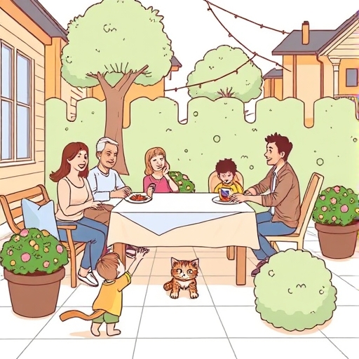 El gato en la fiesta de vecinos
