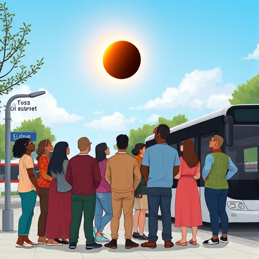 El eclipse explicado en la parada del bus