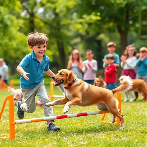 El salto del perro en el parque