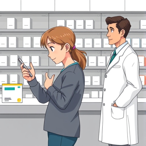 Clientes distraídos en la farmacia