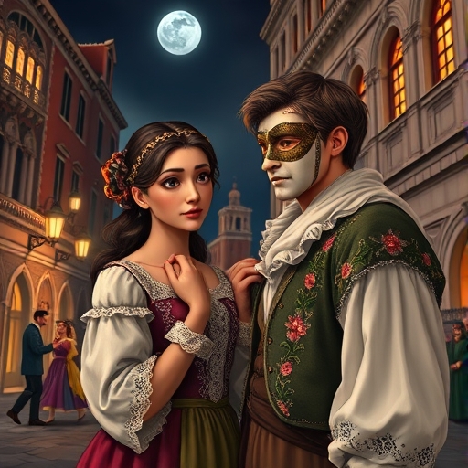 Danza bajo la luna del carnaval de Venecia