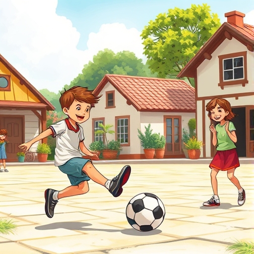 El partido en la plaza del pueblo