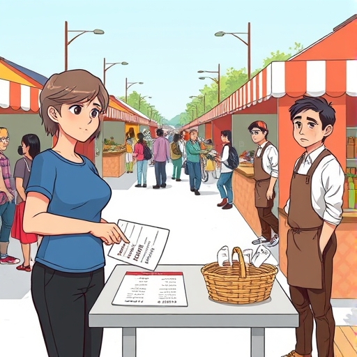 Cuentas cruzadas en la feria del barrio