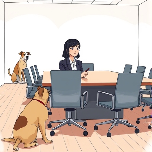 El perro que dudaba en la sala de reuniones