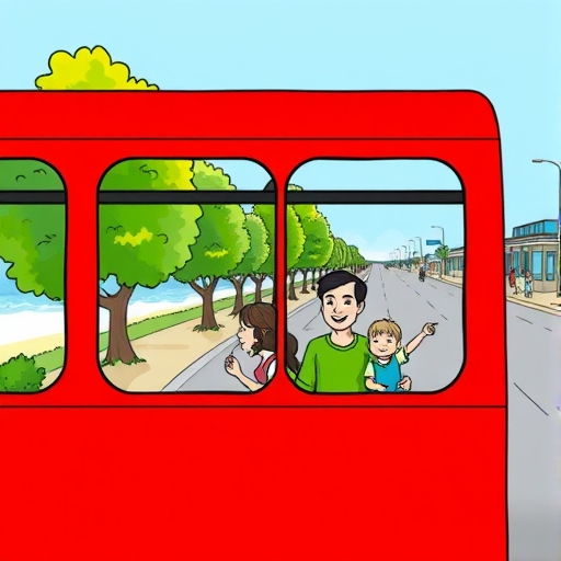 Un viaje en autobús a la playa