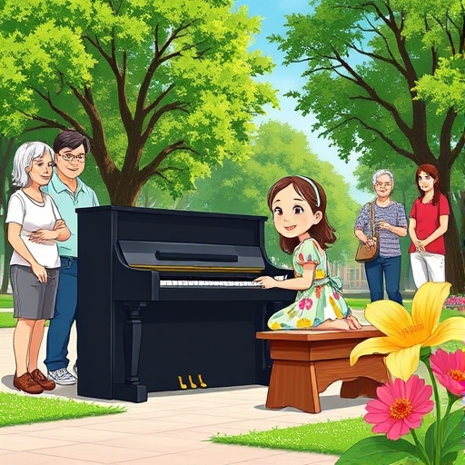 公园钢琴旁的魔法瞬间