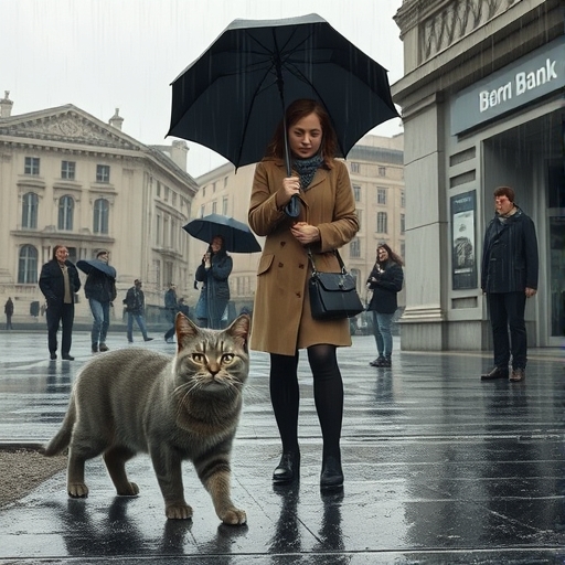 Sombra, el gato sin hogar, y la lluvia