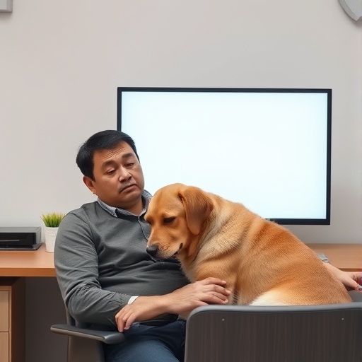 El suspiro del perro vigilante en la oficina silenciosa