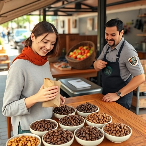 El café matutino en el puesto del mercado