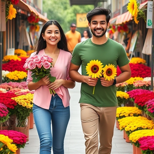Cita improvisada en el mercado de flores