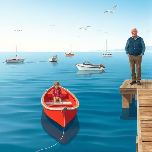 The Little Red Boat by the Harbor