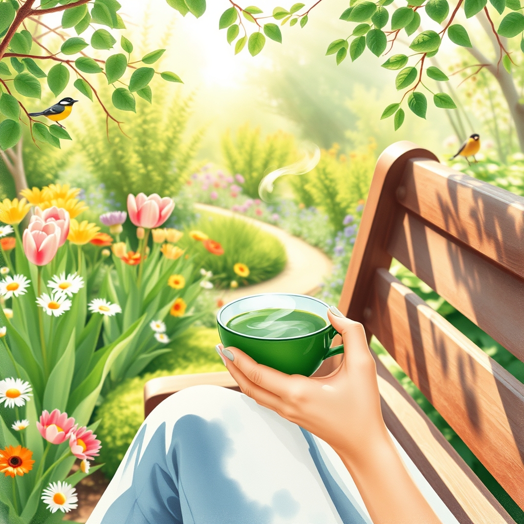 햇살 아래의 차 한 잔