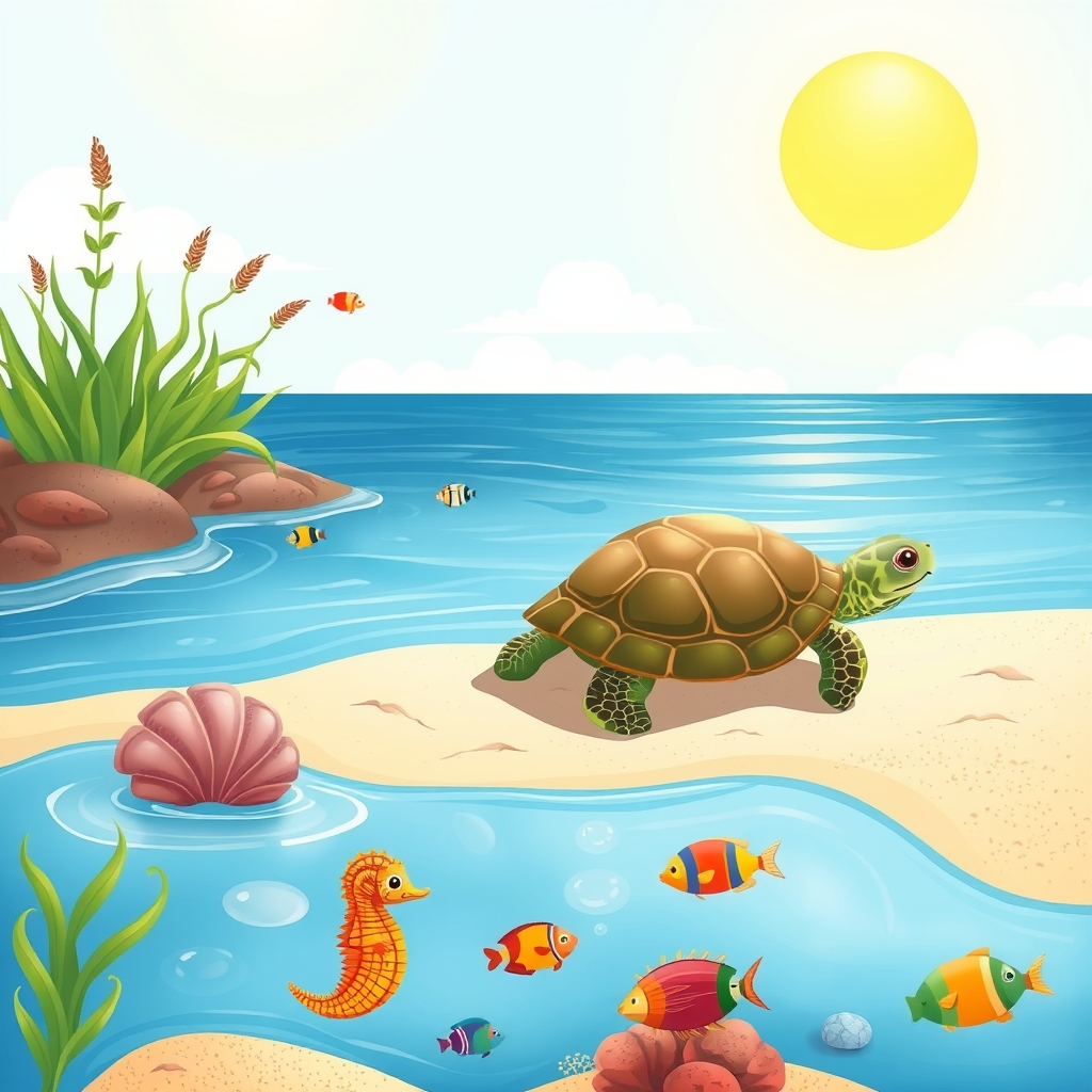 거북이의 느린 여정 | Lesen auf, image size:1024x1024