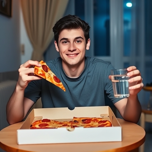 Eating Pizza at Night