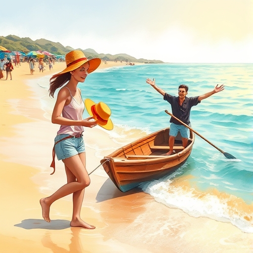 लहरों के बीच खोया हुआ टोपी