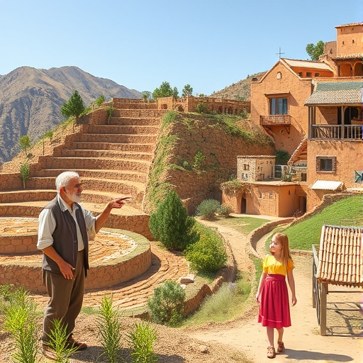 아틀라스 산맥의 Berber 마을과 토양 관찰