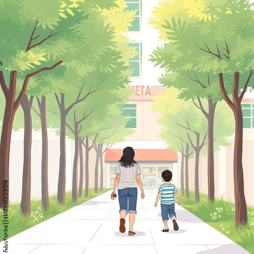 走路去超市