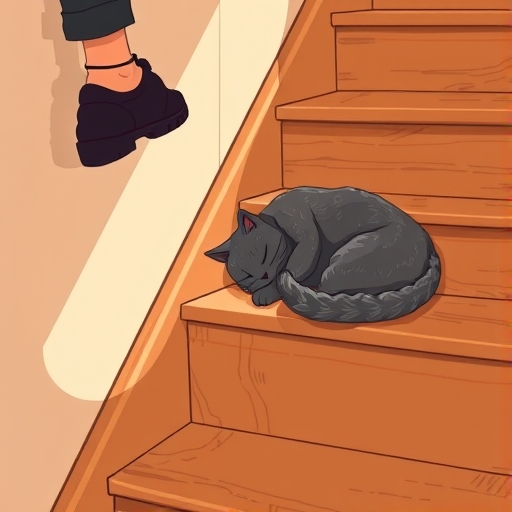 La gata en la escalera