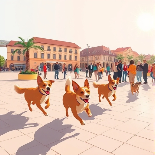 Perros en la plaza