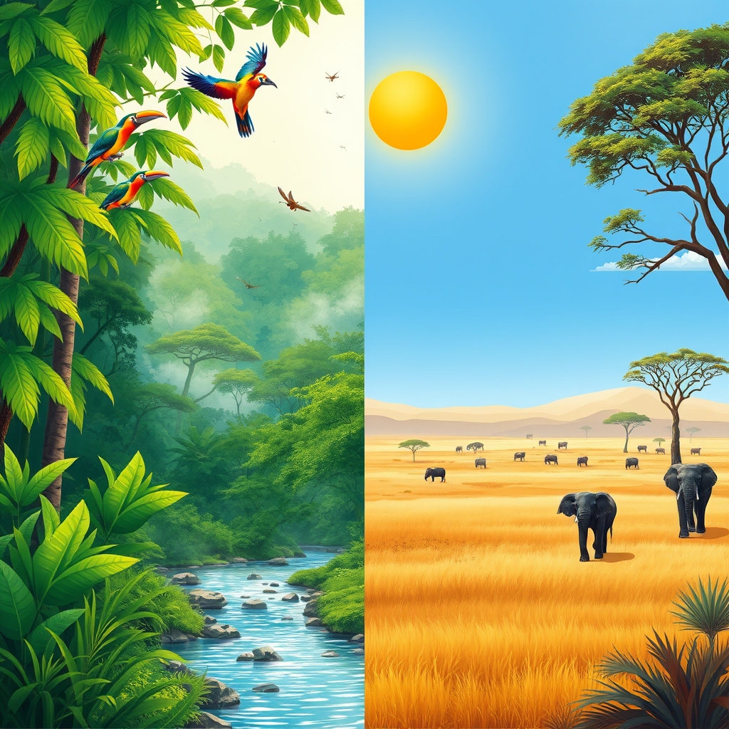 טיול בג'ונגלים של אמזונס מול טיול בסוואנות של אפריקה